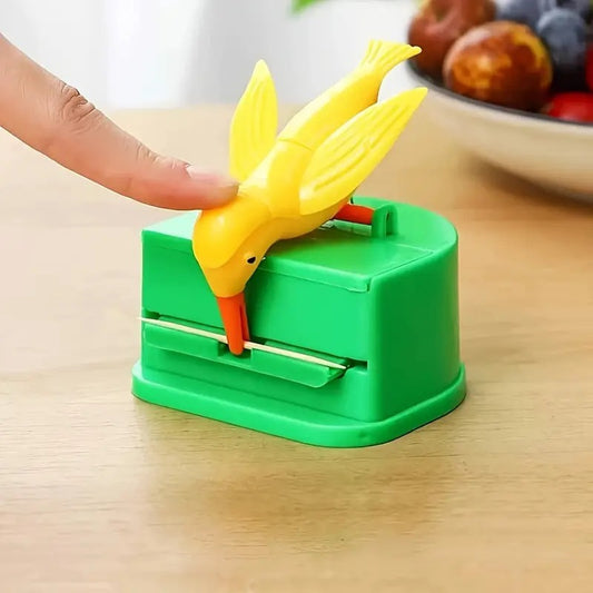 Bird Toothpick Dispenser – Automatic Telescopic Toothpick Holder, Cute Bird Toothpick Dispenser for Kitchen & Dining Table, Fun Toothpick Organizer for Home, Party & Gift Multicolor 1pc