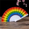 Rainbow Chinese Hand Fan Foldable Silk Fan for Dance, Wedding Favors, Theme Parties & Home Decor 2 pcs/set