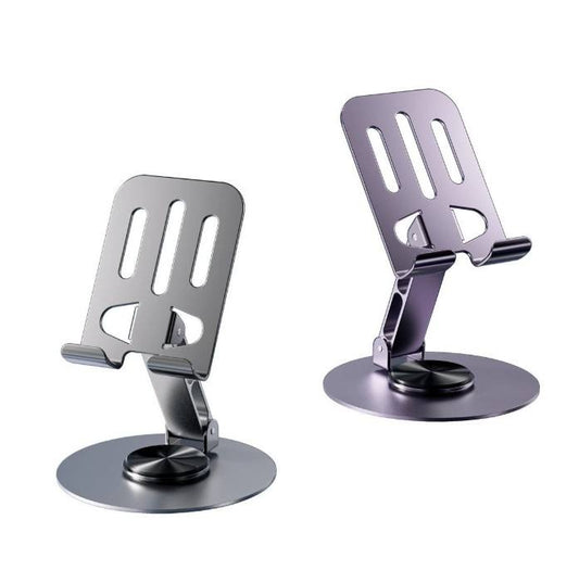 Adjustable Phone & Tablet Stand Holder – 360° Rotatable Metal Base, Foldable Desk Mount with Height & Angle Adjustment for iPhone, iPad, Kindle & Smartphones Multicolor 1pc