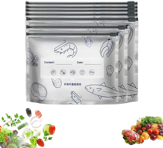 Reusable Aluminum Foil Food Storage Bags – Leakproof Zip Lock Freezer Pouches for Meat, Snacks & Frozen Foods | Durable Fresh-Keeping Kitchen Storage Bags Silver (Pack Of 30)