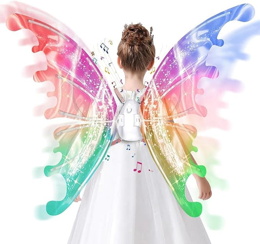LED Butterfly Fairy Wings Lights and Music Fairy Costume Accessory for Kids 1 pc