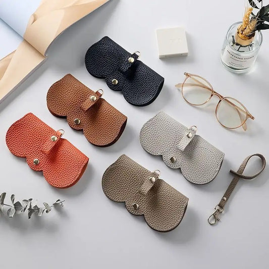Leather Sunglasses Case for Men & Women – Portable Artificial Leather Eyeglasses Pouch with Button Closure | Travel Spectacles & Goggles Protective Holder Bag Multicolor 1pc