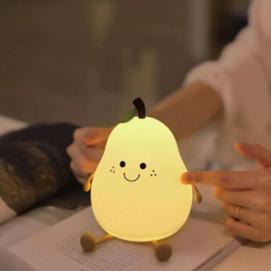 Pear Silicone Night Lamp Cute Night Light For Kids Bedroom 1 pc