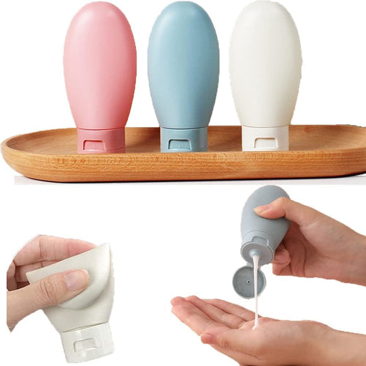 Refillable Travel Bottles Set – Silicone Toiletry Bottles for Shampoo, Conditioner & Creams | Leak-Proof, Reusable Travel Containers for Women & Men Multicolor Pack of 3