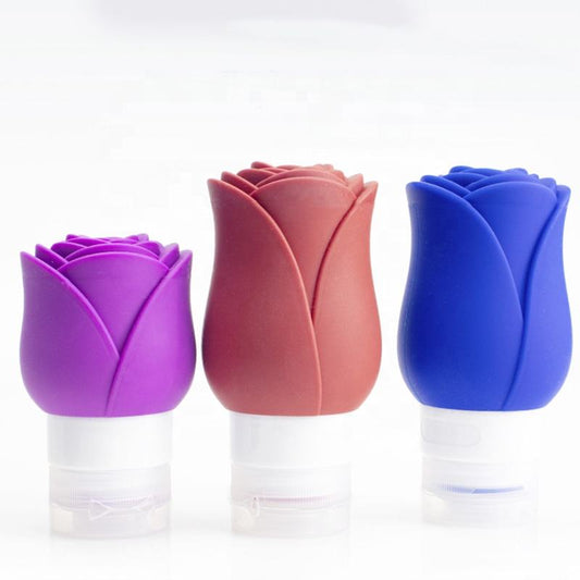 Rose Shape Toiletry Bottle – TSA Approved 3oz Refillable Travel Bottle, Leak-Proof Portable Container for Shampoo, Lotion, Conditioner & Body Wash Multicolor 1pc