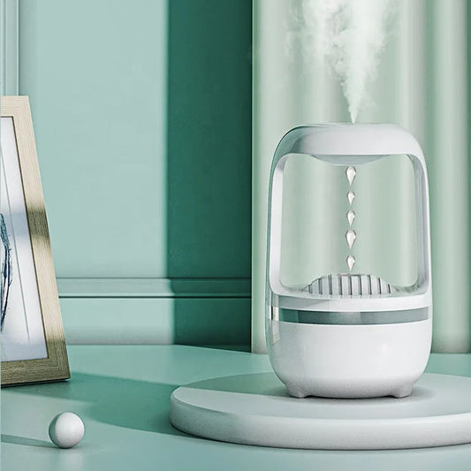 Anti Gravity Humidifier – Ultrasonic Cool Mist Humidifier with Anti-Gravity Water Drop Effect, LED Ambient Light & Auto Shut-Off | Portable Air Humidifier for Bedroom & Office White 1pc