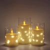LED Flameless Candles with Fairy Lights – Battery Operated Acrylic Fake Candles for Home Décor, Weddings, Festivals & Romantic Lighting Ivory White Set Of 3