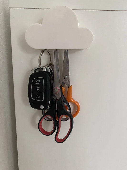 Cloud Shape Magnetic Key Holder for Wall | Strong Magnet Key Holder for Multiple Keys, Home & Office Decor 1 pc white