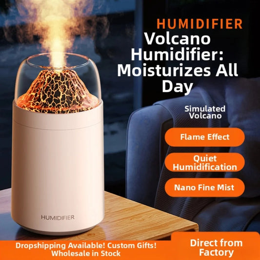 Volcano Shape Humidifier & Essential Oil Diffuser – Ultrasonic Aroma Diffuser with Multi-Color LED Light, 300ml Tank | Cool Mist Air Humidifier for Home, Bedroom & Office Multicolor 1pc