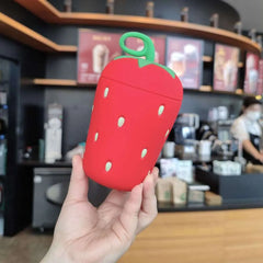 Strawberry Glass Water Bottle Silicone Handle Leakproof Travel Gifts 300ML 1 pc