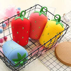 Strawberry Glass Water Bottle Silicone Handle Leakproof Travel Gifts 300ML 1 pc