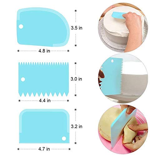Cake Scraper Smoother Icing Fondant Cake Decorating Baking Tool 3 pcs/ set
