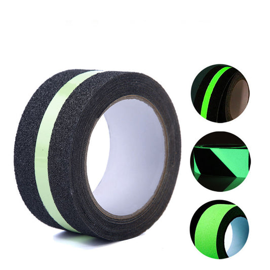 Anti Slip Grip Tape 2 Inch x 5 Metre, Glow in the Dark Non-Slip Traction Tape for Stairs, Steps & Slippery Surfaces, Indoor & Outdoor Safety Tape (Green & Black) 1pc
