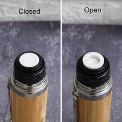 Steel Bamboo Thermos flask Hot Cold Insulated Coffee Mug For Travel 1pc