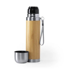 Steel Bamboo Thermos flask Hot Cold Insulated Coffee Mug For Travel 1pc