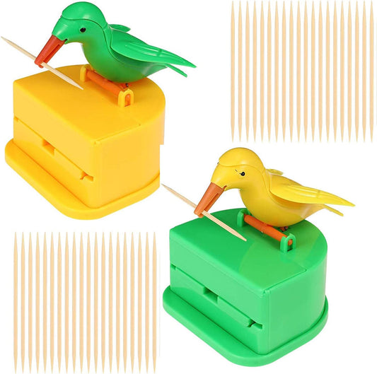 Bird Toothpick Dispenser – Automatic Telescopic Toothpick Holder, Cute Bird Toothpick Dispenser for Kitchen & Dining Table, Fun Toothpick Organizer for Home, Party & Gift Multicolor 1pc