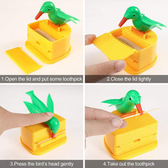 Bird Toothpick Dispenser – Automatic Telescopic Toothpick Holder, Cute Bird Toothpick Dispenser for Kitchen & Dining Table, Fun Toothpick Organizer for Home, Party & Gift Multicolor 1pc