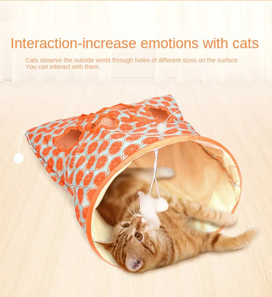 Cat Play Tunnel Bag Interactive Crinkle Play Tube with Toy Mouse