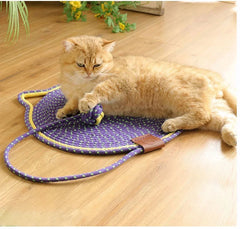 Cat Scratcher Play Mat Round Rug Interactive Pets Bed with Ball Toy