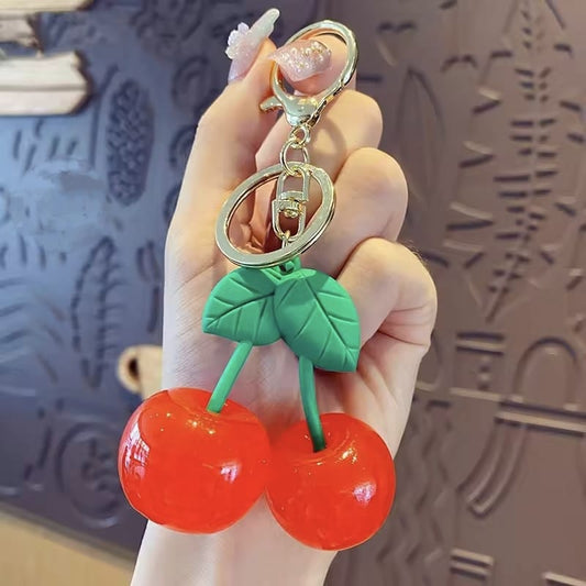 Cherry Shaped Keychain Cute Fruit Key Ring For Car Bike Bag 1 pc