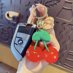 Cherry Shaped Keychain Cute Fruit Key Ring For Car Bike Bag 1 pc