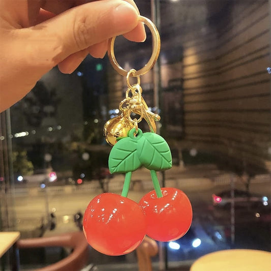 Cherry Shaped Keychain Cute Fruit Key Ring For Car Bike Bag 1 pc