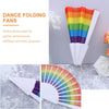 Rainbow Chinese Hand Fan Foldable Silk Fan for Dance, Wedding Favors, Theme Parties & Home Decor 2 pcs/set