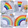 Rainbow Chinese Hand Fan Foldable Silk Fan for Dance, Wedding Favors, Theme Parties & Home Decor 2 pcs/set