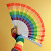 Rainbow Chinese Hand Fan Foldable Silk Fan for Dance, Wedding Favors, Theme Parties & Home Decor 2 pcs/set