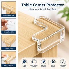 Silicone Corner Protectors for Baby Proofing – Soft Edge & Corner Guards for Tables, Beds & Furniture | Child Safety Cushion Protection for Sharp Corners Transparent Pack of 10