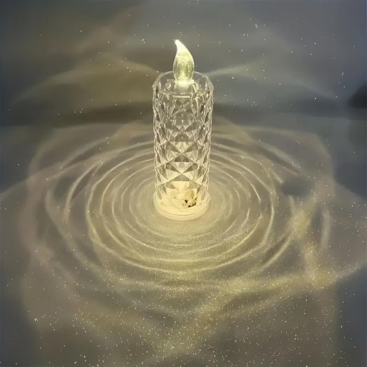 Crystal Candle Lights – Warm White Battery Powered LED Candles, Transparent Flameless Smokeless Décor for Home, Festival, Wedding & Gifting Warm White 1pc