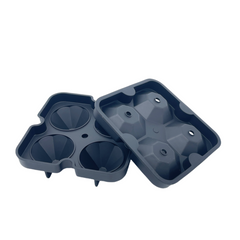 Diamond Ice Cube Mold – Reusable Silicone Ice Tray with 4 Diamond Cavities, Easy Release Whiskey Ice Maker with Funnel for Cocktails & Drinks Black 1pc