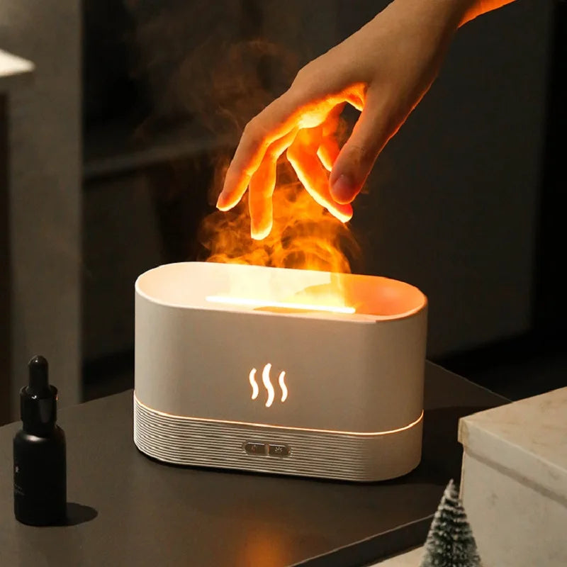 Essential Oil Diffuser & Flame Humidifier – Ultrasonic Aromatherapy Diffuser with LED Flame Atmosphere Light | Portable Quiet Air Humidifier for Home, Office & Bedroom multicolor 1pc