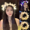 Feather LED Tiara Crown Headband Glowing Flower Wreath 3 pcs/set