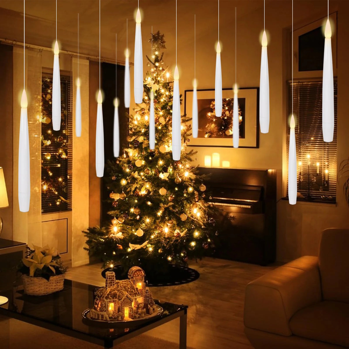 Floating Led Candles Flameless Decorative Hanging Led Candles 12 pcs/set with remote