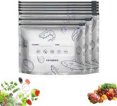 Reusable Aluminum Foil Food Storage Bags – Leakproof Zip Lock Freezer Pouches for Meat, Snacks & Frozen Foods | Durable Fresh-Keeping Kitchen Storage Bags Silver (Pack Of 30)