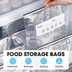Reusable Aluminum Foil Food Storage Bags – Leakproof Zip Lock Freezer Pouches for Meat, Snacks & Frozen Foods | Durable Fresh-Keeping Kitchen Storage Bags Silver (Pack Of 30)