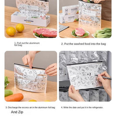 Reusable Aluminum Foil Food Storage Bags – Leakproof Zip Lock Freezer Pouches for Meat, Snacks & Frozen Foods | Durable Fresh-Keeping Kitchen Storage Bags Silver (Pack Of 30)