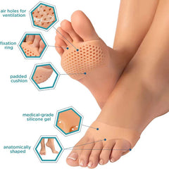 Soft Silicone Gel Forefoot Pads – Half Toe Sleeve Cushion for Ball of Foot Pain Relief, Metatarsal Support & Heel Front Protection Socks Random 1 Pair
