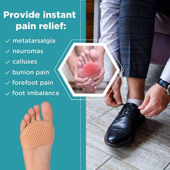 Soft Silicone Gel Forefoot Pads – Half Toe Sleeve Cushion for Ball of Foot Pain Relief, Metatarsal Support & Heel Front Protection Socks Random 1 Pair