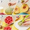 4-in-1 Fruit Carving Tool Set – Stainless Steel Melon Baller Scoop, Double-Sided Fruit Scooper, Seed Remover & Watermelon Knife for Garnishing Green 1pc