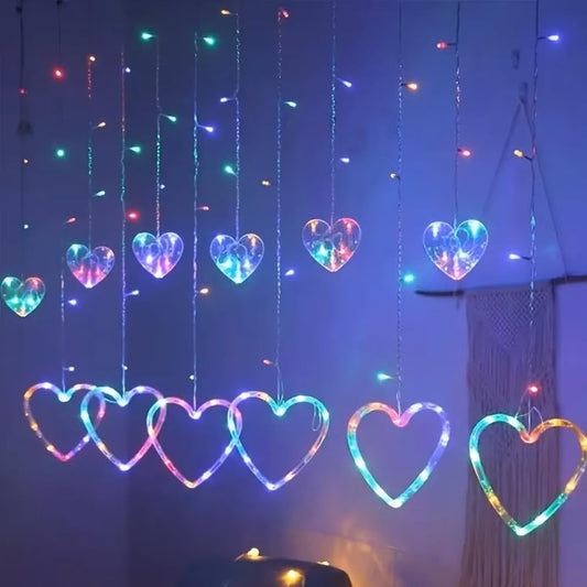 Heart-Shaped LED Curtain Lights Fairy Lights String Lights