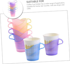 Heat Resistant Cup Holder – Thickened Anti-Scald Paper Tea & Coffee Cup Sleeve, Disposable Insulated Cup Holder for Office, Home & Takeaway Drinks (Random Color) 10 pcs