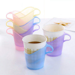 Heat Resistant Cup Holder – Thickened Anti-Scald Paper Tea & Coffee Cup Sleeve, Disposable Insulated Cup Holder for Office, Home & Takeaway Drinks (Random Color) 10 pcs