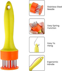 Heavy-Duty Meat Tenderizer Tool with Stainless Steel Needles for Beef, Mutton & Chicken | BBQ Steak Tenderizer for Home Cooking & Grilling Multicolor 1pc