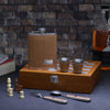 Hip Flask with Wooden Chess Box Gift Set – Stainless Steel Leather Flask, Full Wooden Chess Board, Shot Glasses & Spoons, Travel Game for Men Brown 1pc
