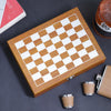 Hip Flask with Wooden Chess Box Gift Set – Stainless Steel Leather Flask, Full Wooden Chess Board, Shot Glasses & Spoons, Travel Game for Men Brown 1pc