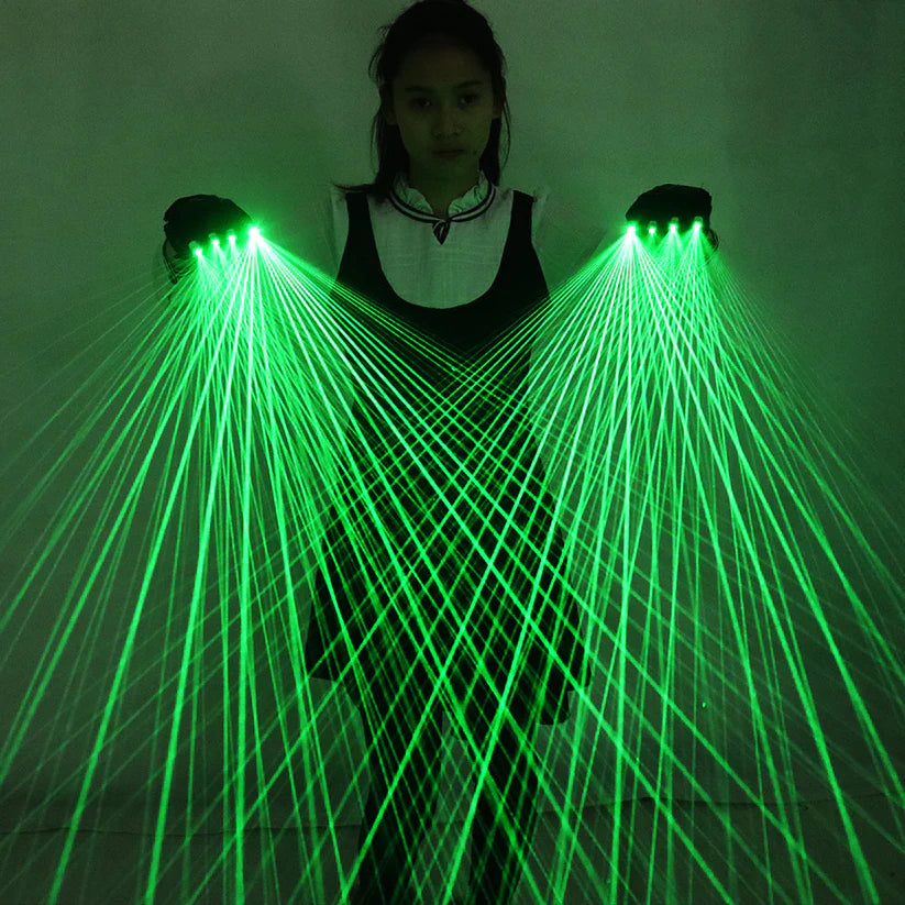 LED Laser Beam Gloves 4 pointers Multiple Beams Halloween LED Glow Gloves For Stage Performances, DJs And Dancers 1 pair