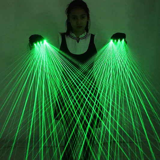 LED Laser Beam Gloves 4 pointers Multiple Beams Halloween LED Glow Gloves For Stage Performances, DJs And Dancers 1 pair