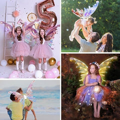 LED Butterfly Fairy Wings Lights and Music Fairy Costume Accessory for Kids 1 pc